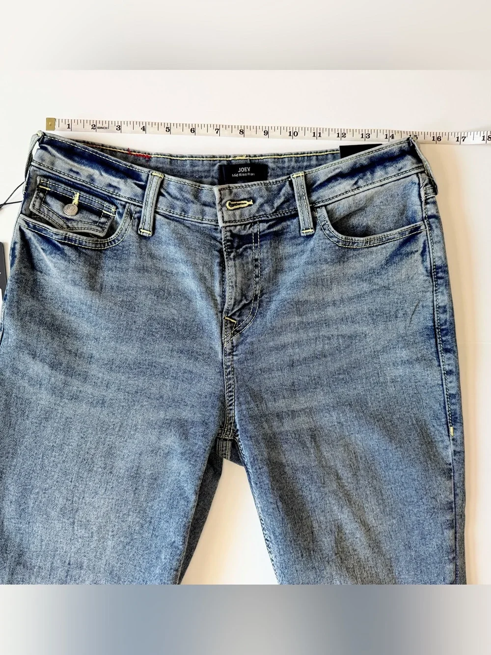 True Religion Joey Mid-Rise Flap Flare Jeans, Light Wash, NWT, Women’s Multiple